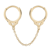 Pair of 925 Sterling Silver Gold PVD Double Handcuff Hinged Hoop Minimal Earrings